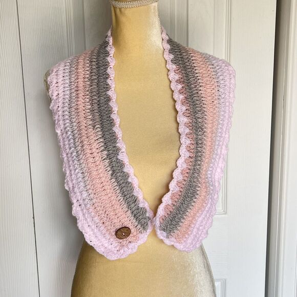 Crochet Cable Knit Scarf Shawl Neck Multicolor Warmer Scarf - Picture 10 of 13